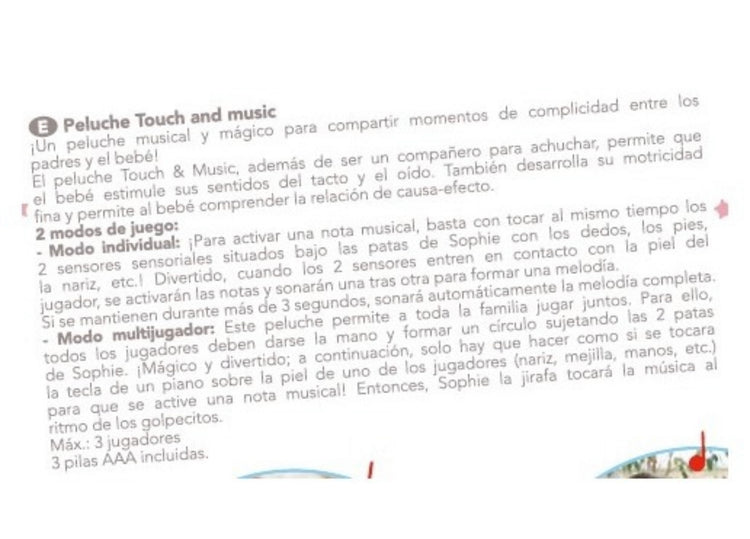 Peluche Musical de Jirafa Modo Juego Sophie La Girafe