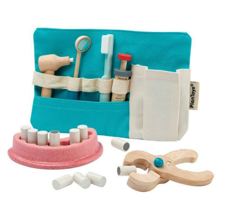 SET DE DENTISTA CON ACCESORIOS DE MADERA - PLANTOYS