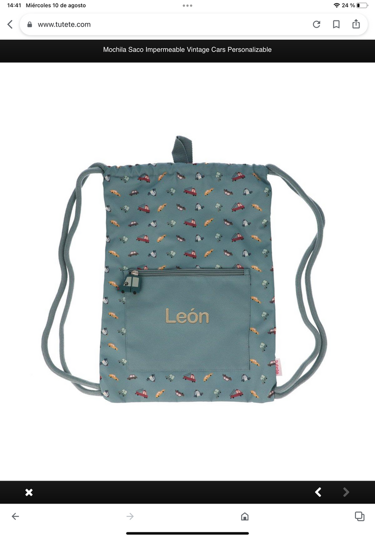 Mochila Saco Impermeable Vintage Cars Personalizable