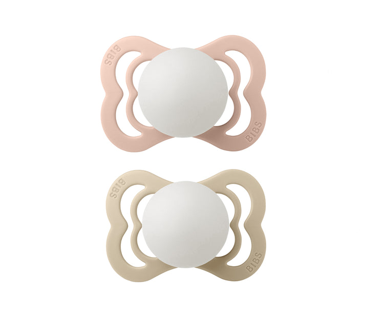 2 Chupetes BIBS Supreme Nocturnos Blush/Vanilla Silicona