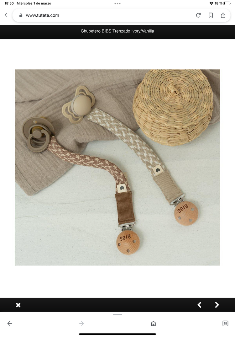 Chupetero BIBS Trenzado Ivory/Vanilla BIBS