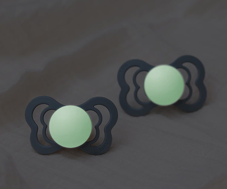 2 Chupetes BIBS Supreme Nocturnos Blush/Vanilla Silicona