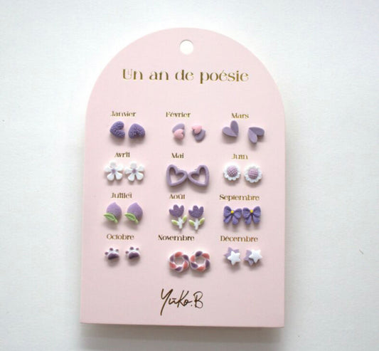 Pack de 12 Pendientes Yuko B Color Morado