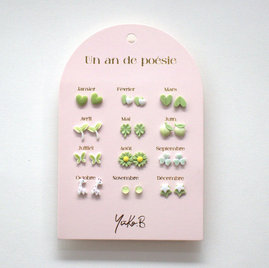 Pack de 12 Pendientes Yuko B Color Verde