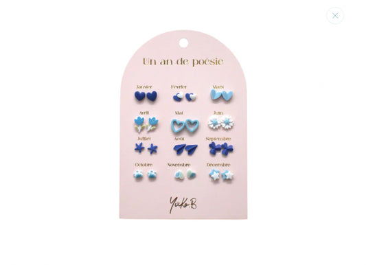 Pack de 12 Pendientes Yuko B Color Azul