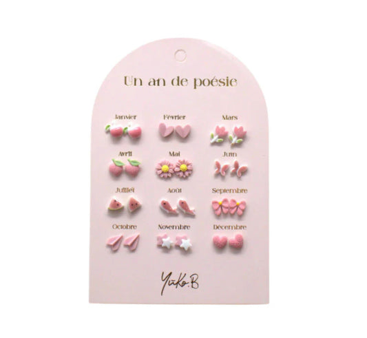 Pack de 12 Pendientes Yuko B Color Rosa