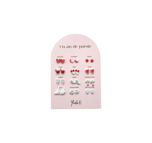 Pack de 12 Pendientes Yuko B Color Rojo