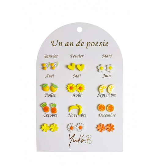 Pack de 12 Pendientes Yuko B Color Amarillo